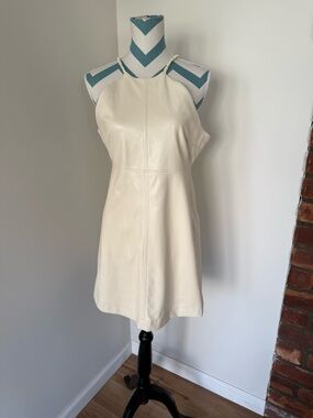 Steve Madden Cream Halter Faux-Leather Mini Dress